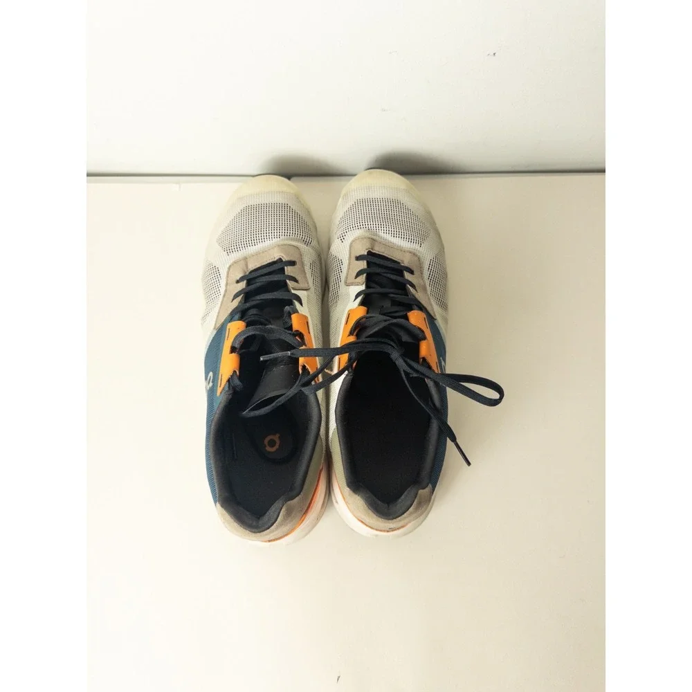 On Cloudnova Mens 11 Cream Blue Orange CloudTec Running Sneakers Shoes EU 45